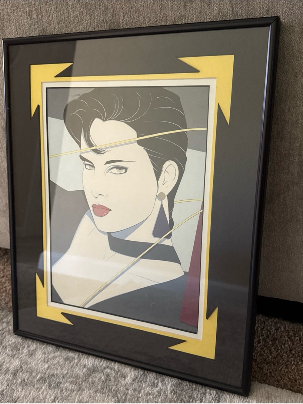 Custom framed & matted Patrick Nagel "Untitled #135" Art Deco